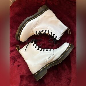 Dr. Martens 1460 Pascal Boots, White Leather Women’s 8